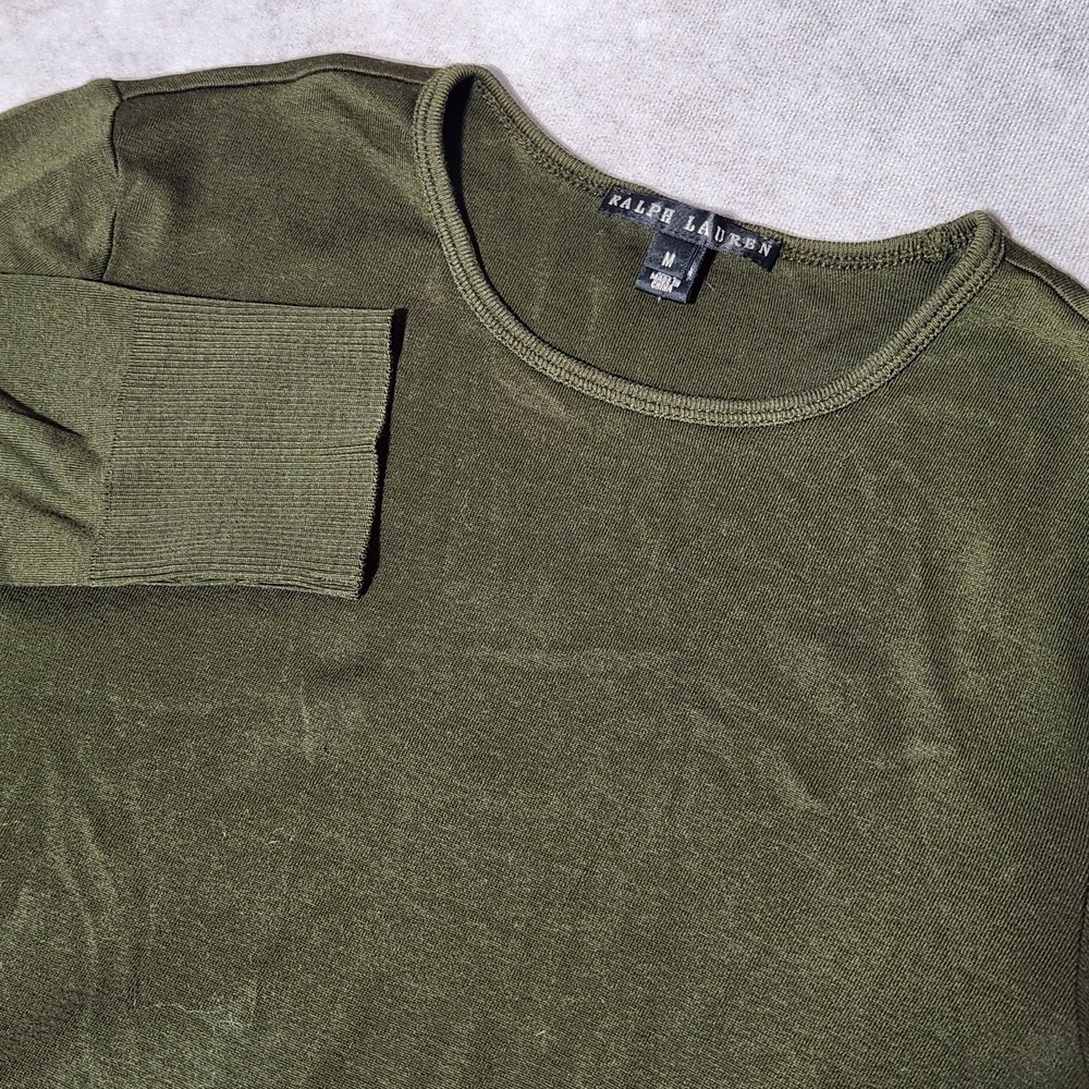 women's Ralph Lauren black label Mercerized Cotton army Green‎ Sweater size M